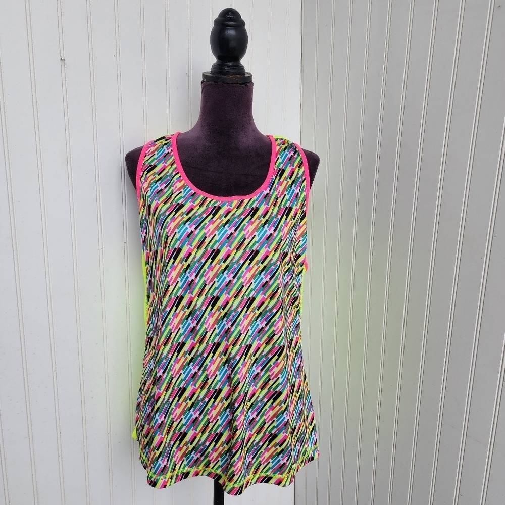 Activewear Jennifer Lauren Tank Top Slit Safety Yellow Pullover Sleeveless 2X